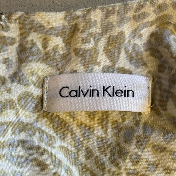 Calvin Klein green brown ombré reptile print batik style stretch dress small - Picture 9 of 11